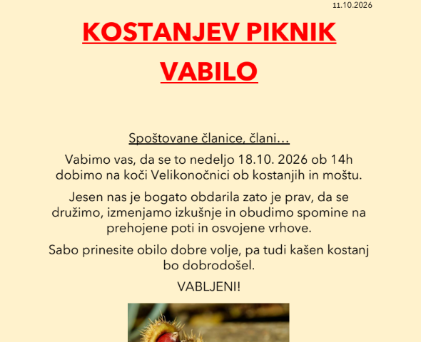 Vabilo: Kostanjev Piknik